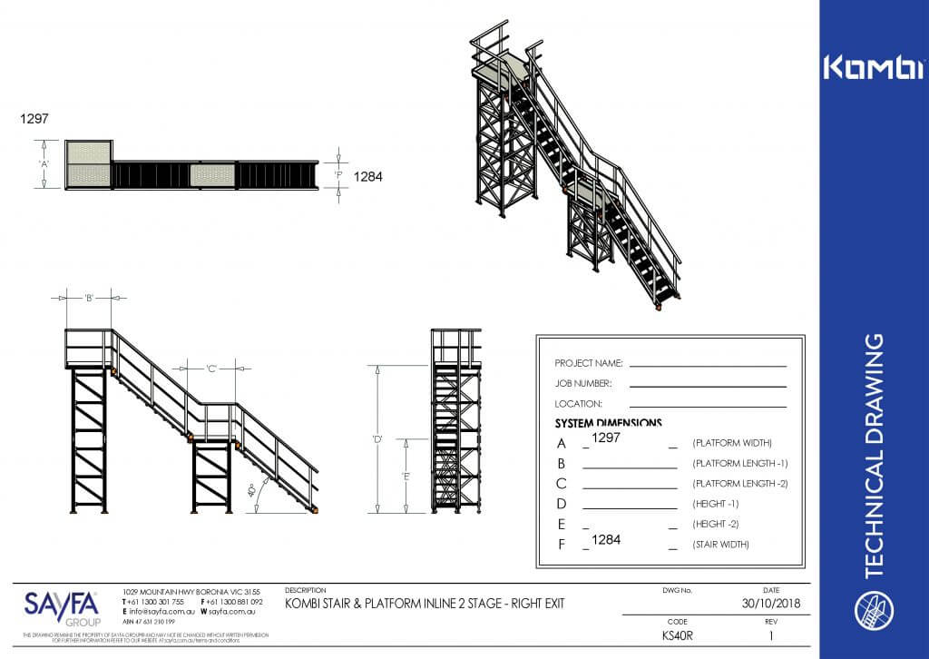 KOMBI KS40R Stair and Platform Inline 2 Stage - Right