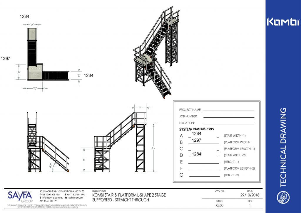 KS50 KOMBI Stair and Platform L-Shape Supported