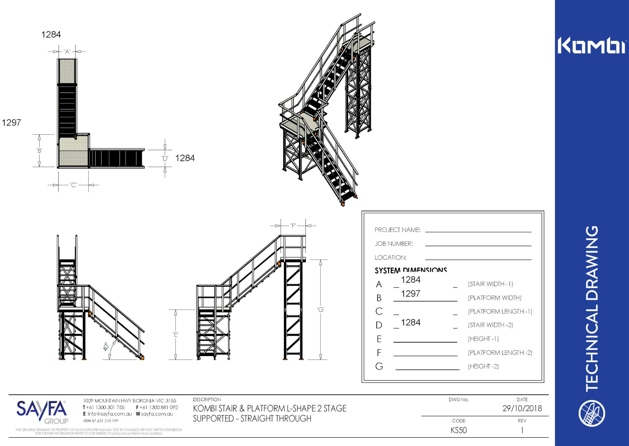 KS50 KOMBI Stair and Platform L-Shape Supported
