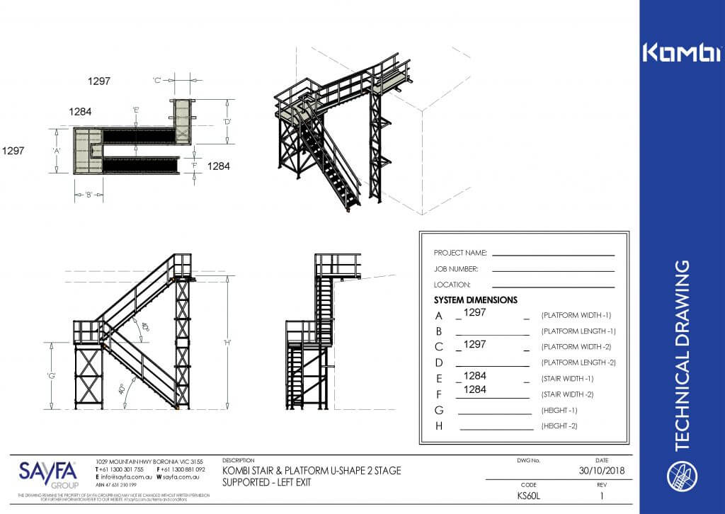 Stair and Platform U-Shape drawing image