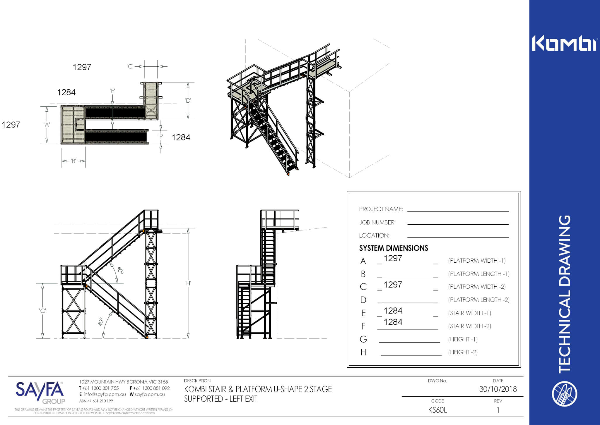Stair and Platform U-Shape drawing image