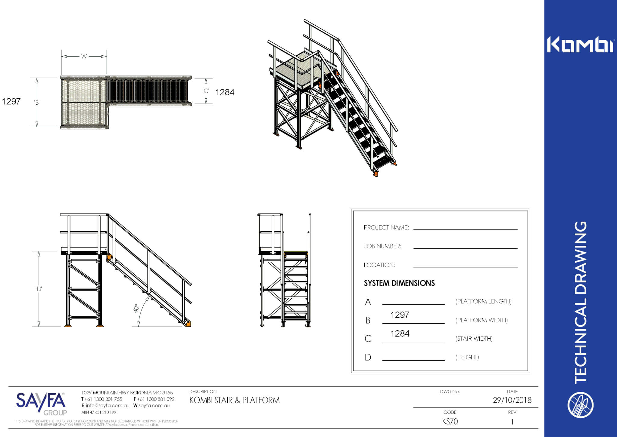KS70 - Kombi Modular Stair and Platform - Drawing Image