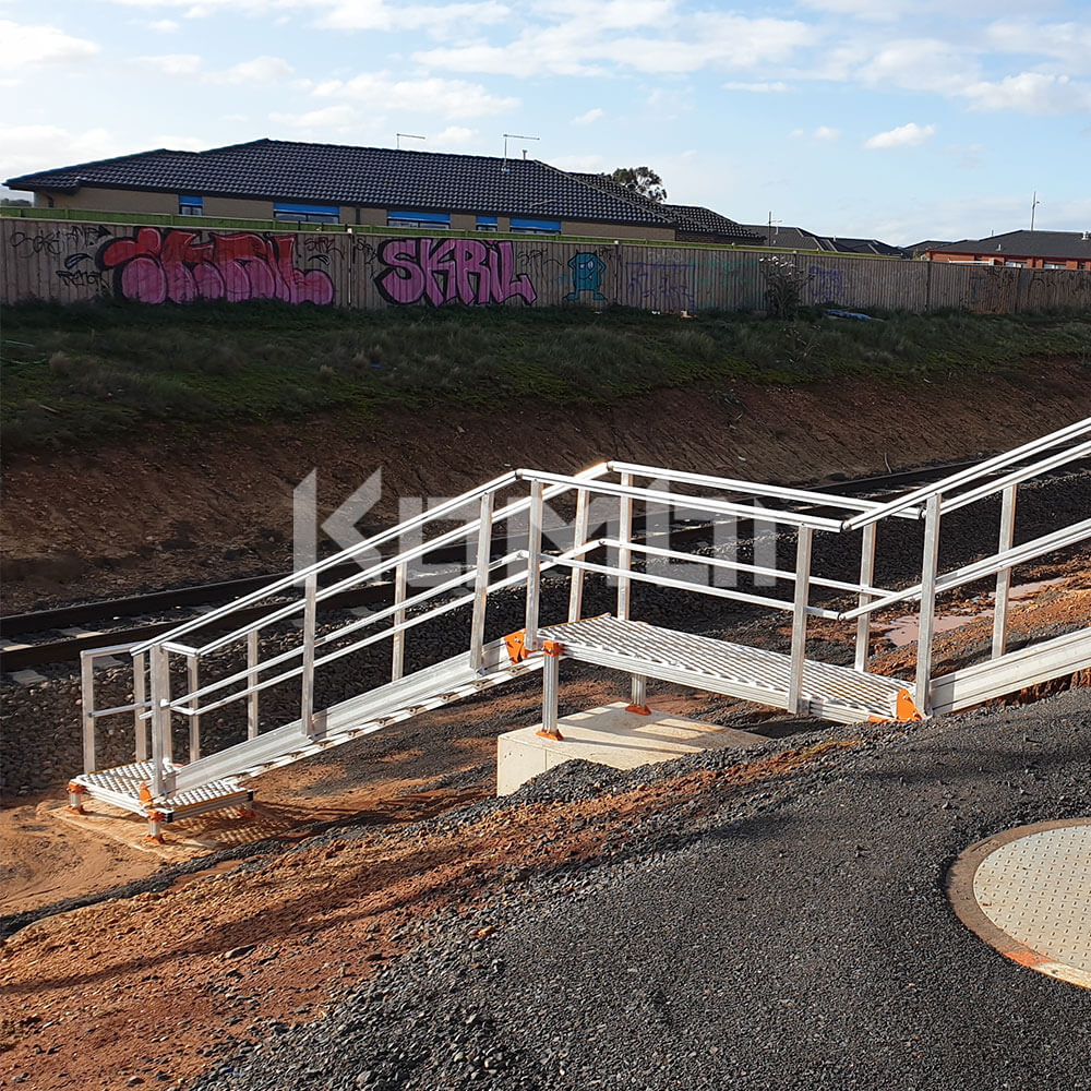 Kombi modular aluminium access stair and access platform systems install on Ballarat Line