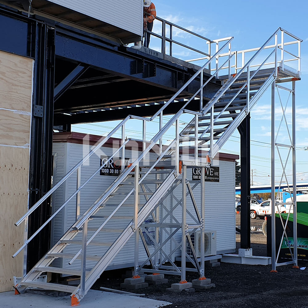 Kombi modular stair and platform systems allow access to site sheds