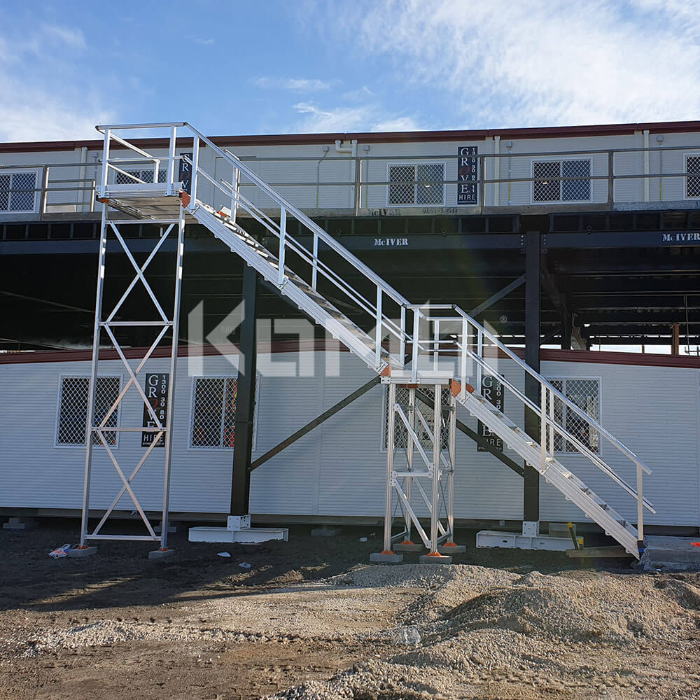 Kombi stairs and platforms installed giving site shed access