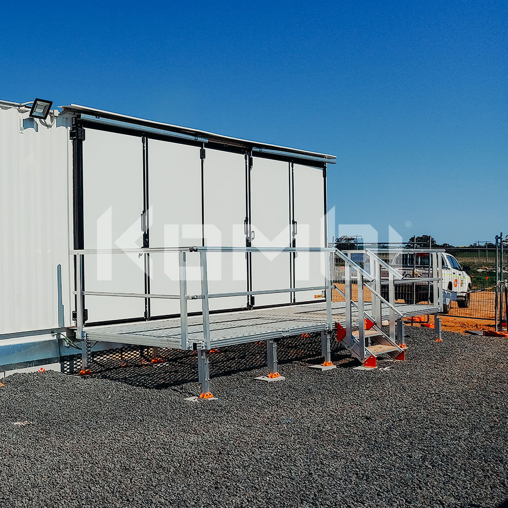 Kombi Modular Aluminium Platform for Site Sheds at Solar Farms