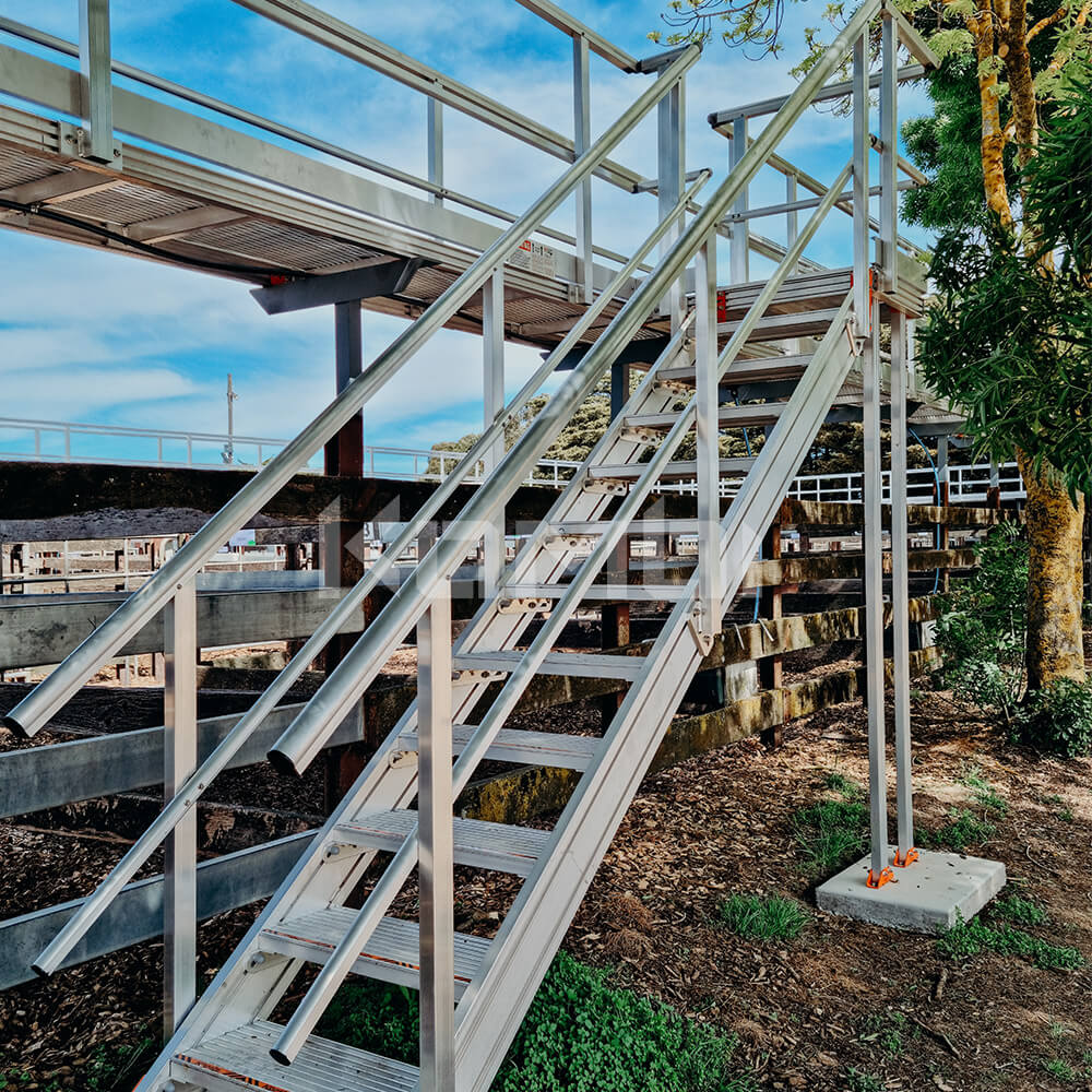 KOMBI Aluminium Stairs leading to Elevated Platforms installed at Kyneton Saleyards