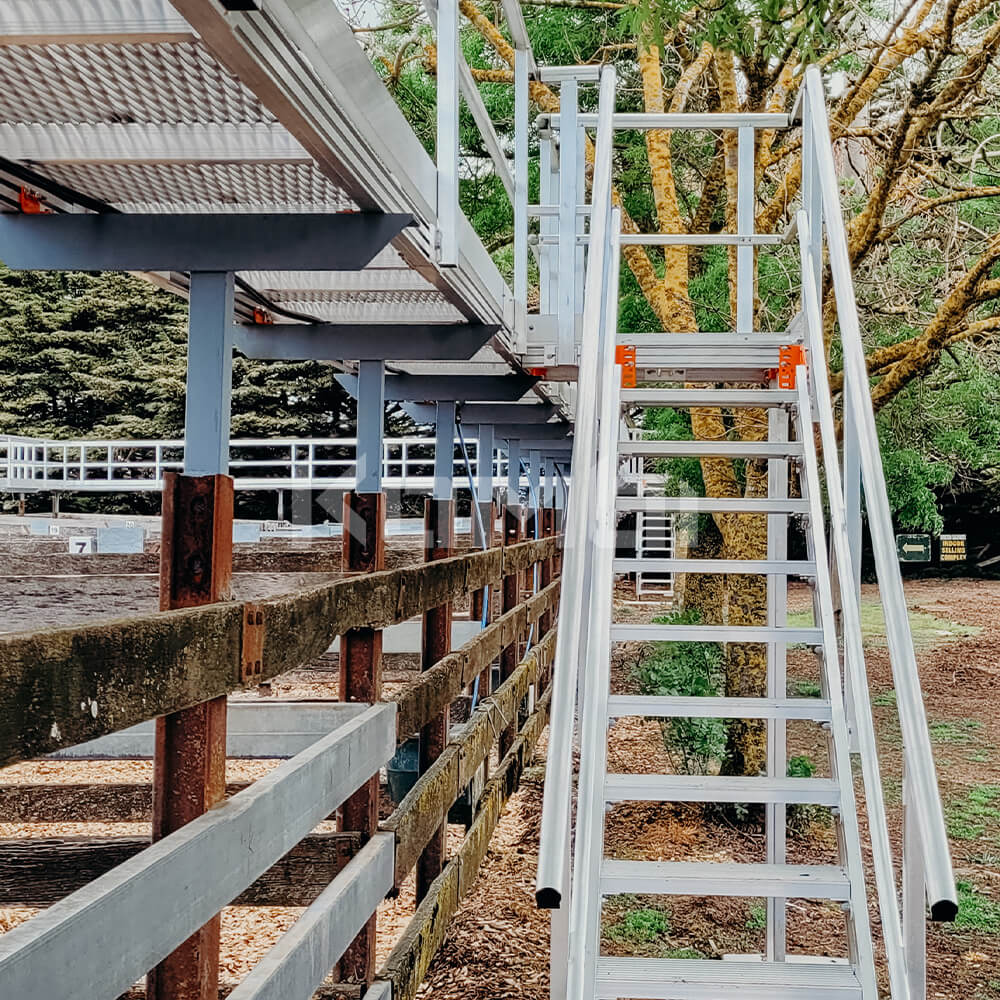 KOMBI Aluminium Access Stairs and Access Platforms providing elevated viewing at Kyneton Saleyards