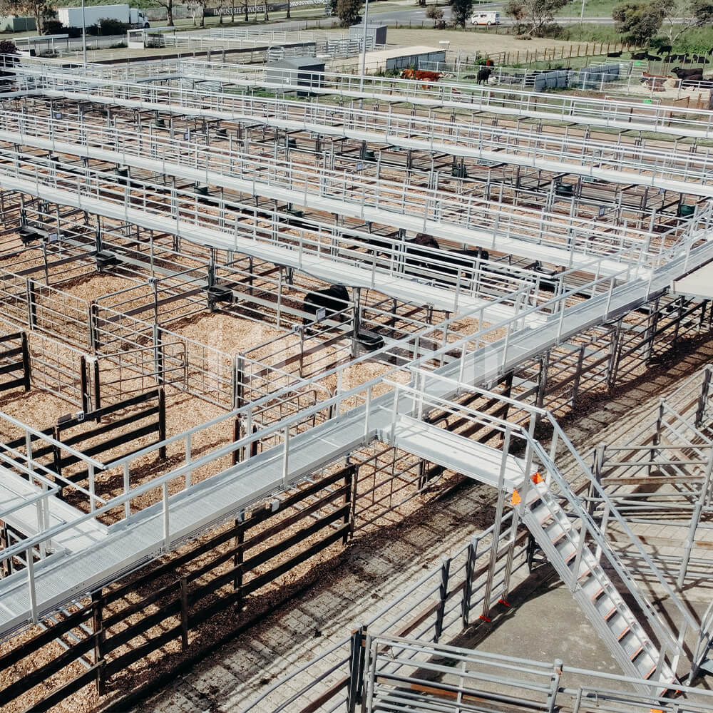 KOMBI Aluminium Stairs and Platforms providing elevated access at Kyneton Saleyards