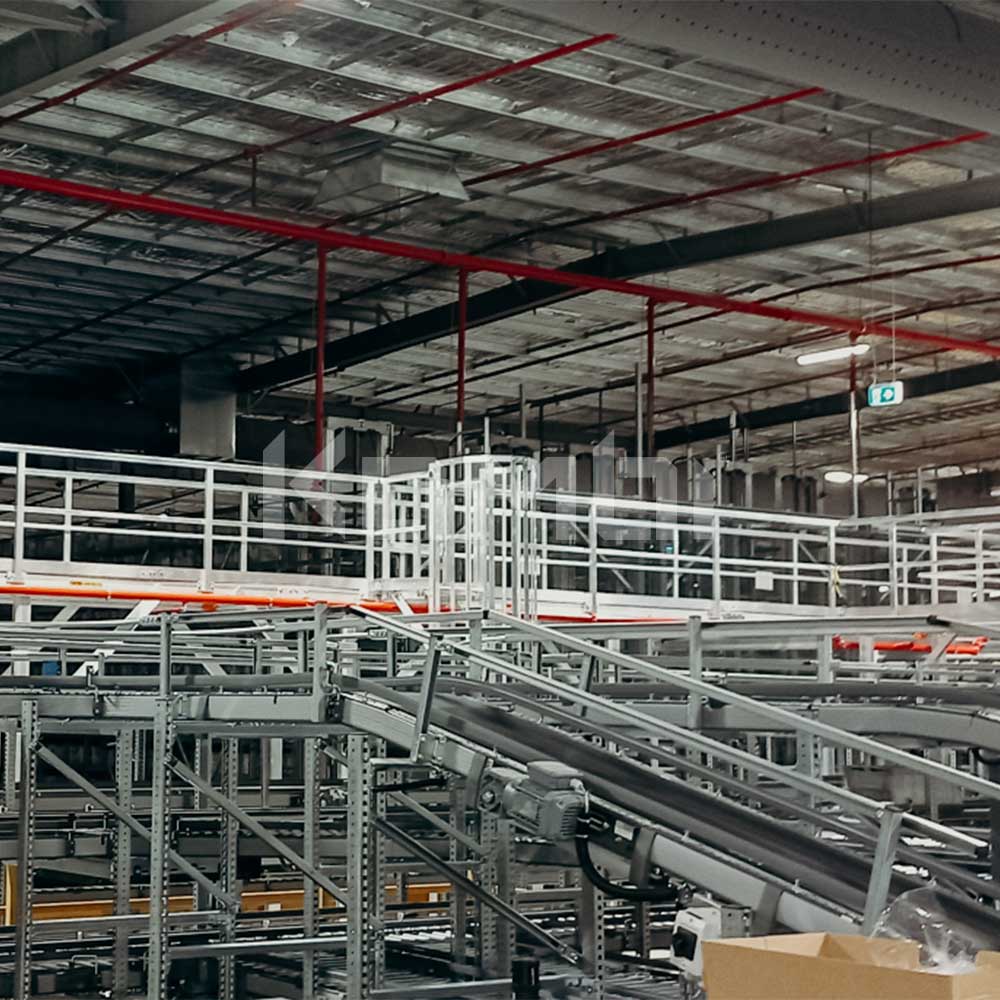 KOMBI Elevated Walkway with Ladder and Ladder Cage over conveyor belt system